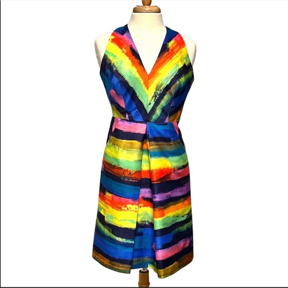 Milly Phoebe Watercolor Halter Dress with Pockets